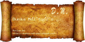 Dunka Mátyás névjegykártya